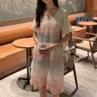 Short-sleeve Mini Layered Dress As Shown In Figure - One Size