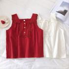 Plain Lace-trim Square-neck Tank Top