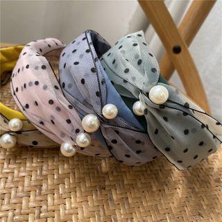Faux Pearl Dotted Mesh Headband