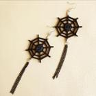 Leather Spider Web Earrings  Black - One Size