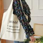 Lettering Canvas Tote Bag With Magnetic Snap - Off White - One Size