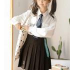 Set: Cat Print Shirt + Neck Tie