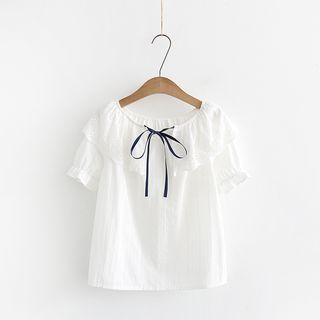 Bow Neck Short-sleeve Top
