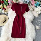 Zip-detail Short-sleeve Knit Dress