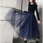 Plaid Irregular Midi A-line Skirt