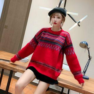 Patterned Oversize Sweater / Wide-leg Shorts