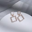 Square Faux Pearl Dangle Earring 1 Pair - Gold - One Size