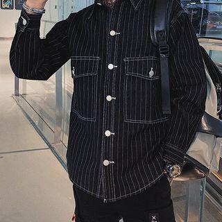 Striped Button Denim Jacket