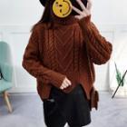 Turtle Neck Cable-knit Chunky Sweater