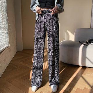 High-waist Leopard Print Wide-leg Pants