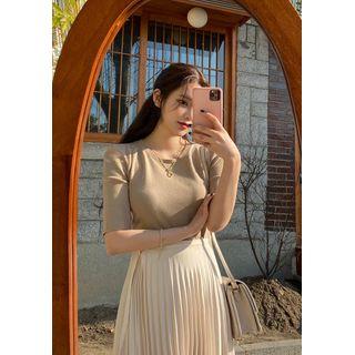 Puff-shoulder Knitted Top