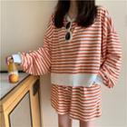 Oversized Striped Sweatshirt / Sweatshorts