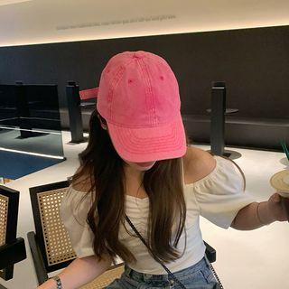 Washed Plain Baseball Cap Pink - One Size