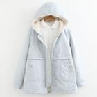 Fleece-lined Hooded Zip-up Jacket