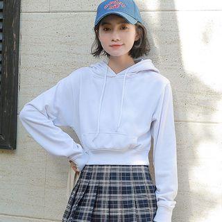 Plain Crop Hoodie White - One Size