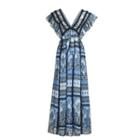 V-neck Cap-sleeve Maxi A-line Sundress