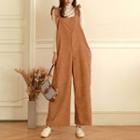 Frilled Wide Corduroy Overall Pants
