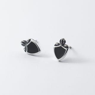 Nut Stud Earring 1 Pair - Black - One Size