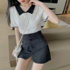 Short-sleeve Buttoned Knit Shirt