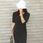 Pleated Polka-dot Dress Dot - One Size