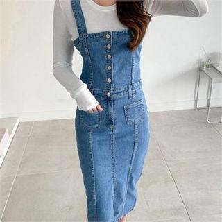 Suspender Denim Long Tube Dress