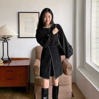 Contrast-stitch Wrap Minidress