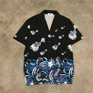 Ocean Print Short-sleeve Shirt