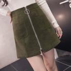 Faux Suede A-line Mini Skirt