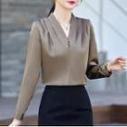 Shirred Blouse / Pencil Skirt / Straight Leg Pants