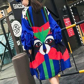 Color Block Long Button-up Jacket