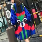 Color Block Long Button-up Jacket