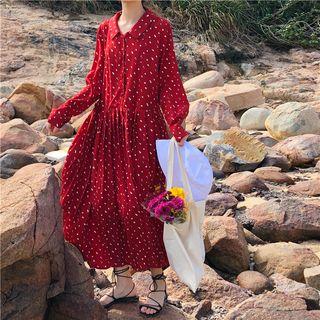 Dotted Midi Chiffon Shirtdress