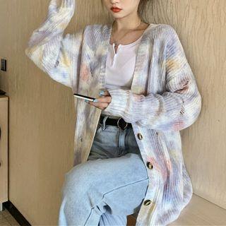 Distressed Tie-dyed Cardigan