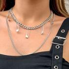 Set: Safety Pin Chunky Necklace + Chain Necklace Silver - One Size