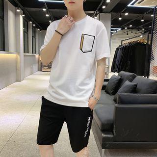 Set: Short-sleeve Printed T-shirt + Lettering Shorts