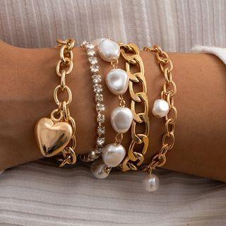 Set Of 5: Alloy Bracelet (assorted Designs)