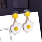 925 Sterling Silver Sunny Side Up Dangle Earring 1 Pair - Silver Stud - Yellow - One Size