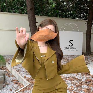 Bell-sleeve Double Breasted Cropped Blazer