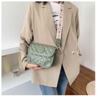 Printed Faux Leather Quilted Crossbody Bag