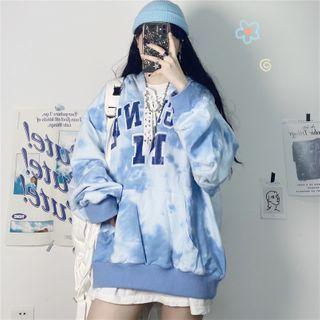 Lettering Print Tie-dye Sweatshirt As Shown In Figure - One Size