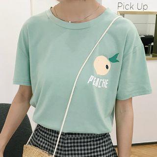 Short Sleeve Peach Print T-shirt