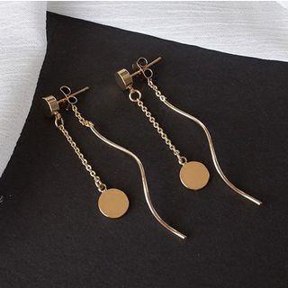 Metal Disc & Swirl Dangle Earring Silver - One Size