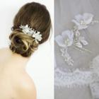 Set Of 2: Wedding Faux Pearl Flower Hair Pin Set Of 2 - Hair Pin -white - One Size