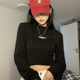 Set: Long-sleeve Cropped T-shirt + Tank Top