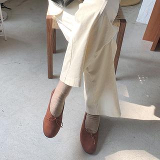 Beribboned Oval-toe Flats