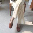 Beribboned Oval-toe Flats
