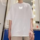Short-sleeve Reflective Butterfly Print T-shirt