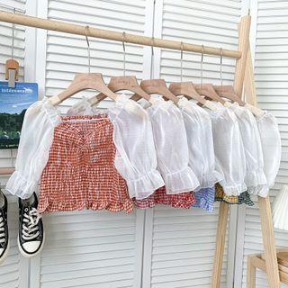 Patchwork Ruffle-trim Smocked Crop Top In 6 Colors