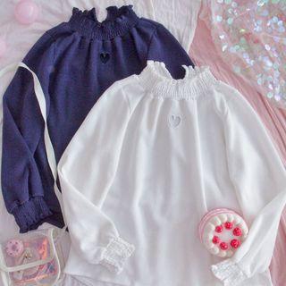 Mock-neck Heart Cut-out Sweatshirt