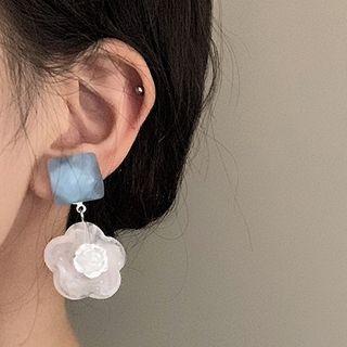 Flower Drop Earring 1 Pair - Blue - One Size